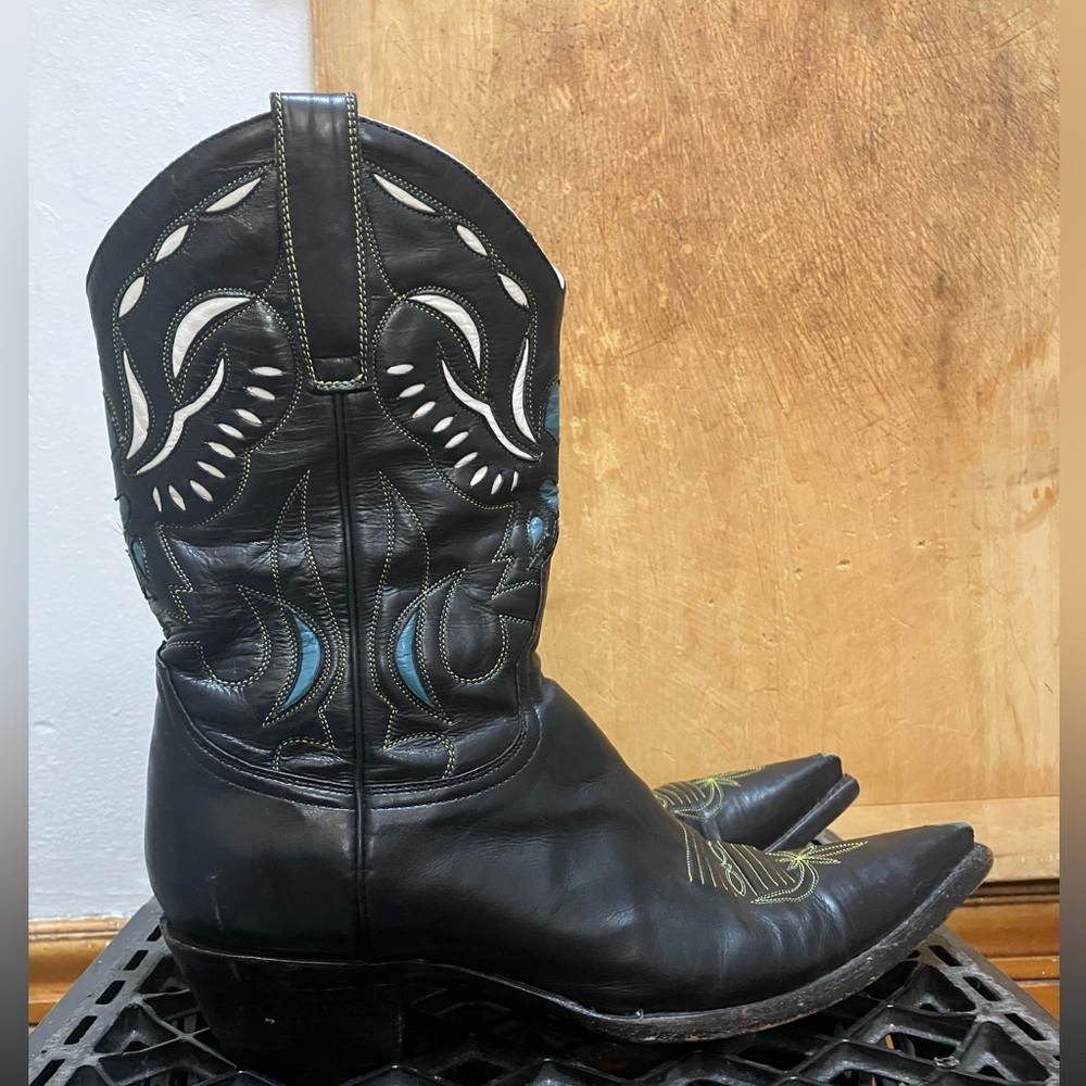 Old Gringo Black and Teal Heeled Boots